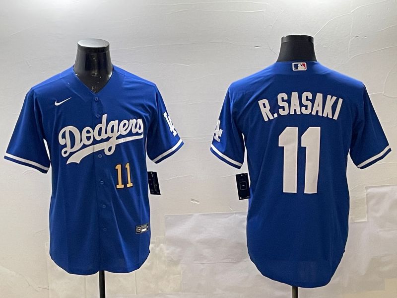 Men Los Angeles Dodgers #11 R.Sasaki Blue Game 2025 Nike MLB Jersey style 2